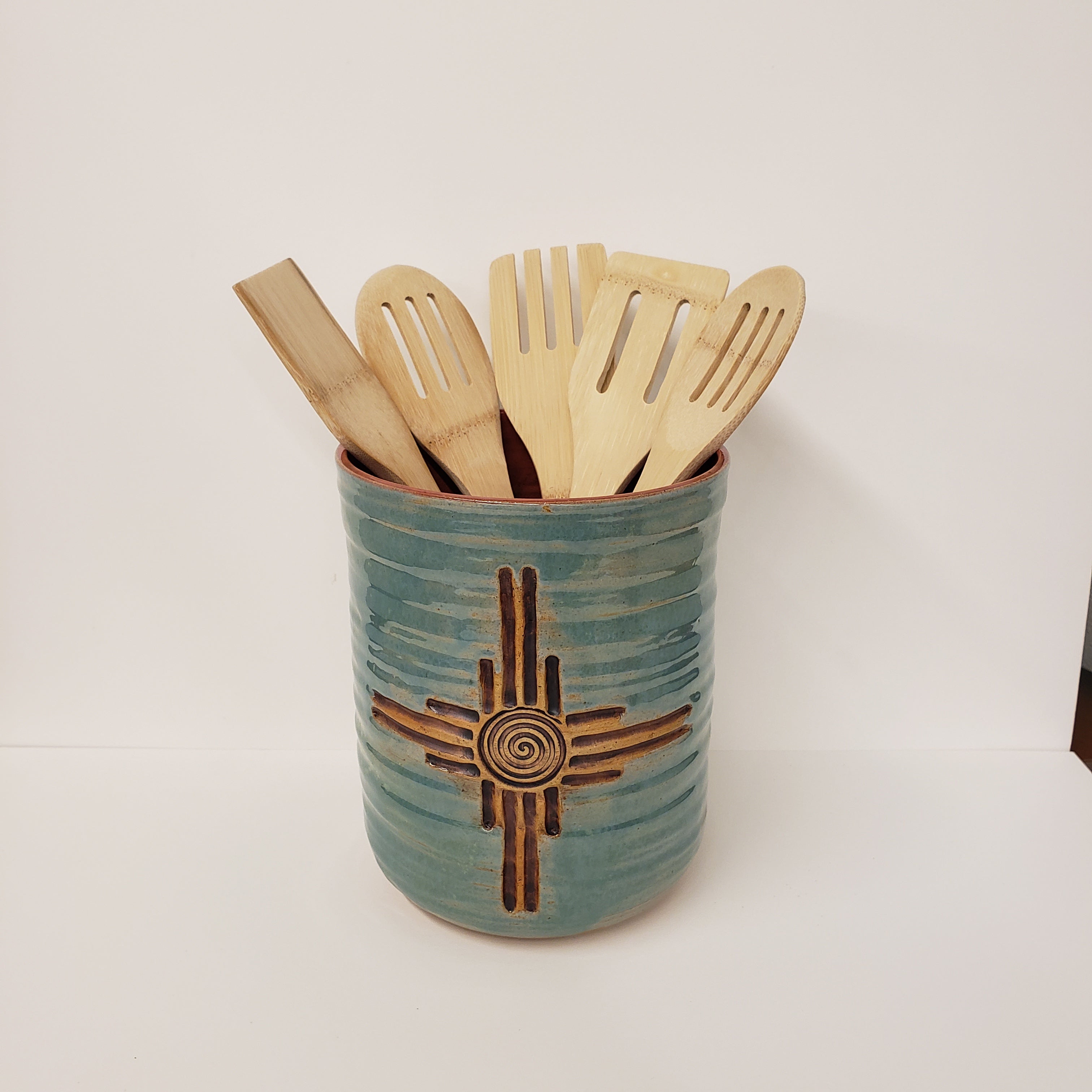 Turquoise Zia Utensil Holder Enchanted Sugar